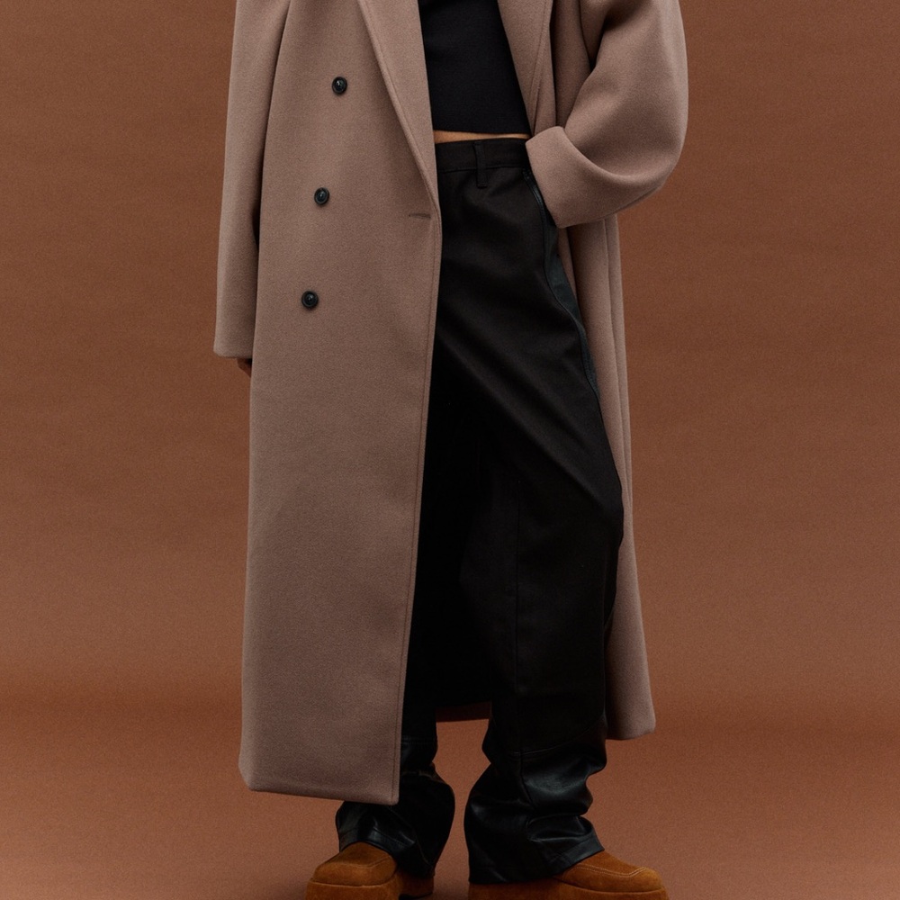 WALLIS OVERSIZED GRANDPA COAT, LATTE